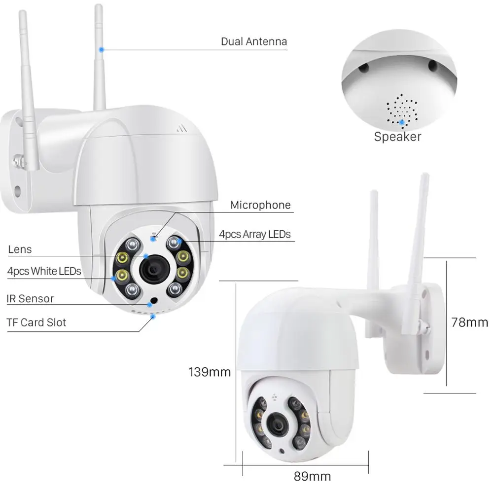 

3MP Mini WiFi Camera Motion Voice Alert Human Detection Outdoor IP Camera Audio IR Night Vision Video Surveillance