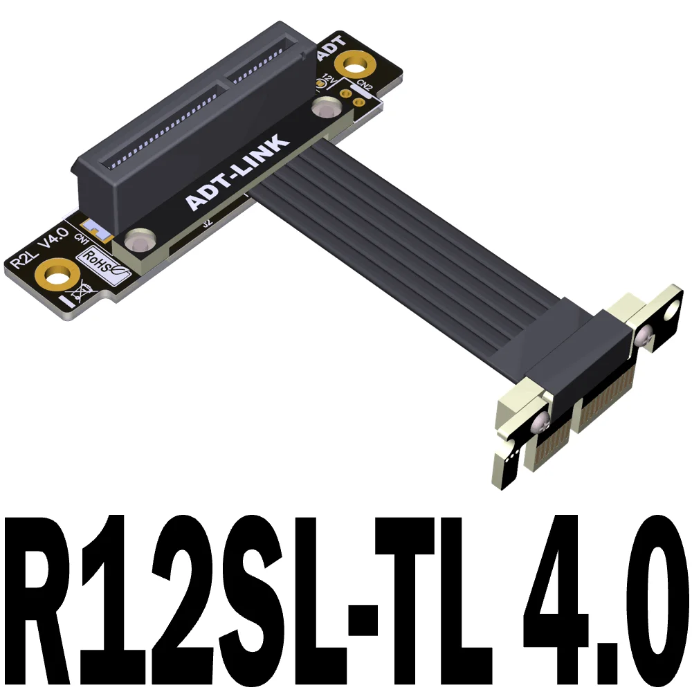 

Новый ленточный кабель расширения PCI Express 4,0 X4 до X1, графическая карта PCIE 1x до 4x, Удлинительный кабель, двойной 90-градусный переходник, удлинит...