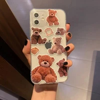 cute animal cartoon bear clear soft phone cases for iphone 12 11 pro max mini x xs max xr cover for iphone 7 8 plus tpu case