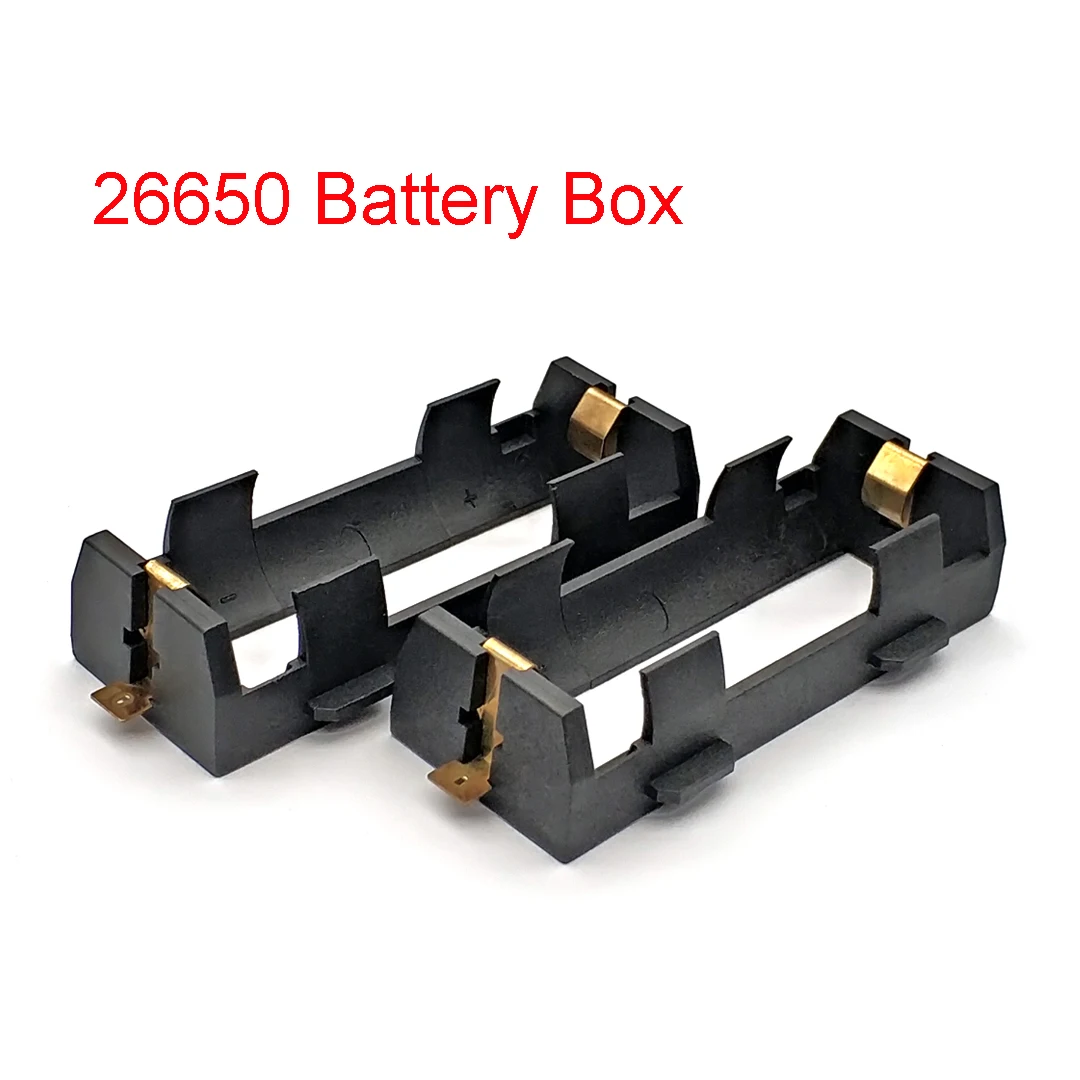 Держатель для аккумулятора 26650 черный с золотым покрытием аккумуляторных