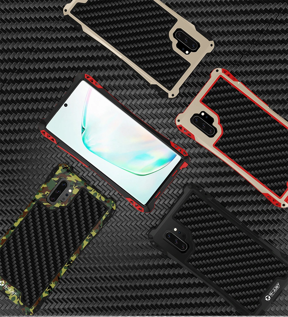 R-JUST чехол для samsung Galaxy Note 10 Plus, Алюминиевый противоударный чехол из углеродного волокна для samsung Note 10 Plus S10 Shell