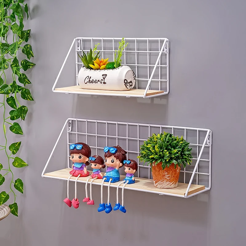 Zakka креативный Железный настенный стеллаж для хранения японский стиль корзина для хранения полка органайзер для мелочей домашний декор