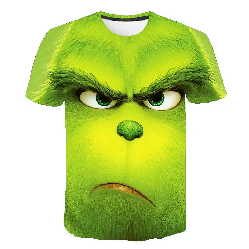 3D printing T-shirt summer men and women fashion short-sleeved T-shirt movie green animal T-shirt family cute animal T-shirt
