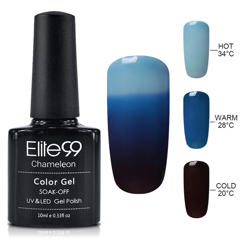 10 мл термальный Гель-лак для ногтей Elite99 меняющий температуру Цветной