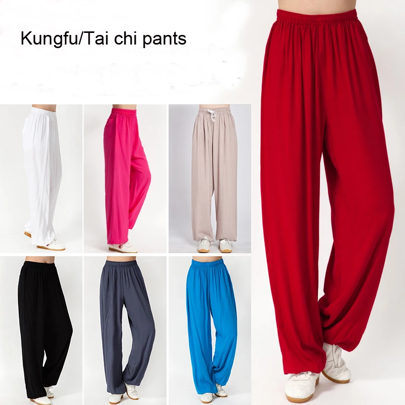 Летние хлопковые штаны в стиле унисекс Тай Чи Тай-Цзи кунг-фу яркие шаровары для