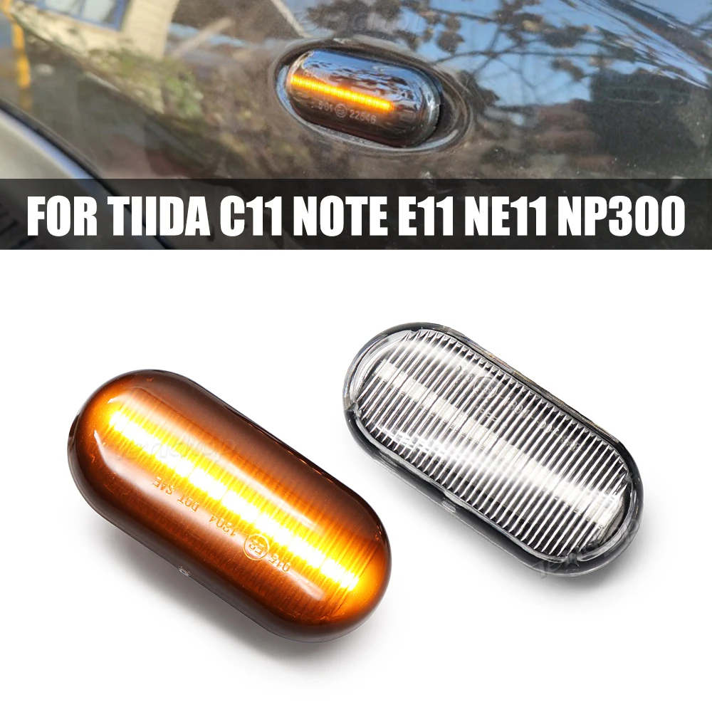 

2Pcs For Nissan Tiida C11 Note E11 NE11 Micra K12 NP300 Navara D40 Qashqai J10 Sequential Blinker Flashing Lamp Turn Side Light