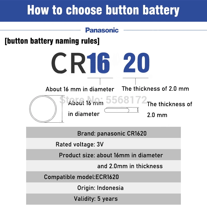 20 шт. Литиевые Батарейки PANASONIC CR1620 3 в | Электроника