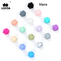 lofca 50pcs icosahedron silicone beads bpa free food grade silicone teething beads for baby pacifier chain teether chew toy gift