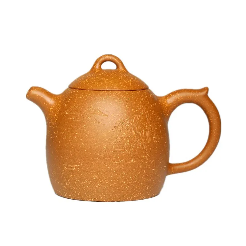 

Yixing purple clay teapot gift downhill mud coarse sand depiction Qin Quan teapot tea set live broadcast