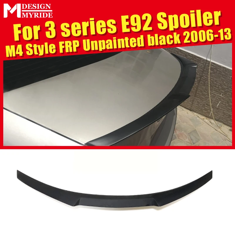 E92 Багажник крыло спойлер высокий удар M4 Стиль FRP Неокрашенный праймер черный для