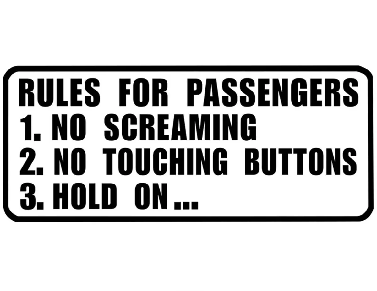 

Rules For Passengers Sticker Decal Funny For Race Drift Car Jdm Lowered Stance