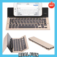 three fold metal bluetooth keyboard ultra thin fold wireless keyboard with bracket mobile phone tablet computer keyboard