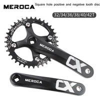 meroca cx square hole bicycle crankset 104bcd aluminum alloy square hole mountain bike crankset 170mm 32t34t36t38t40t42