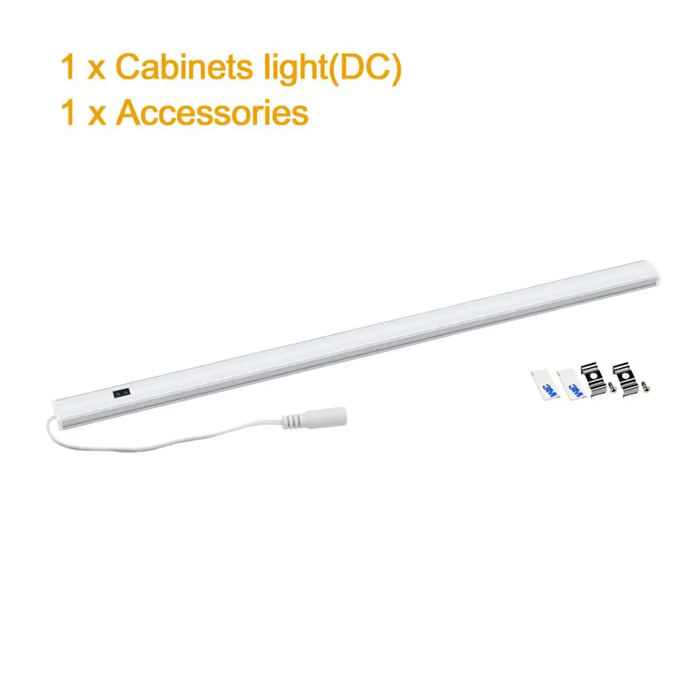 1xlight With DC Plug С регулируемой яркостью под светодиодные лампы для шкафа Спальня лампа с ручная развертка Сенсор 30/40/50 см светодиодное освещение для кухни для шкафа освещение для шкафа - Цвет: 1xlight With DC Plug