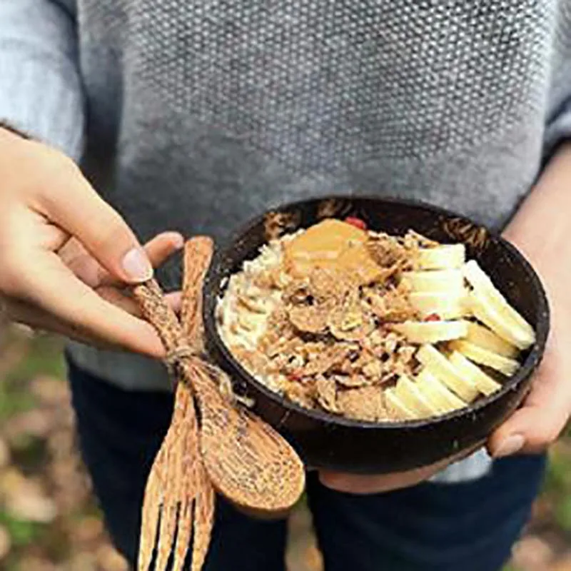 2 шт. кокосовые миски набор посуды фруктовый салатник десертный контейнер ручная