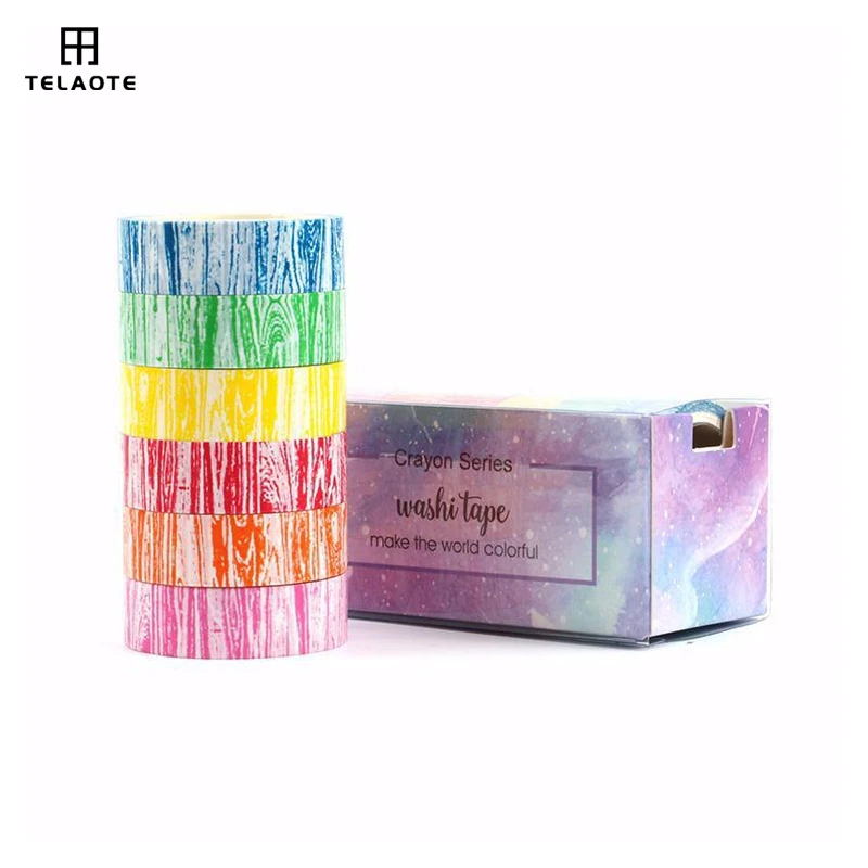 Скотч Washi в коробке из 6 рулонов набор для имитации ранца и бумажной ленты длина 5 м