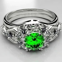 fashion round green diamond engagement wedding bridal gift ring size 6 10