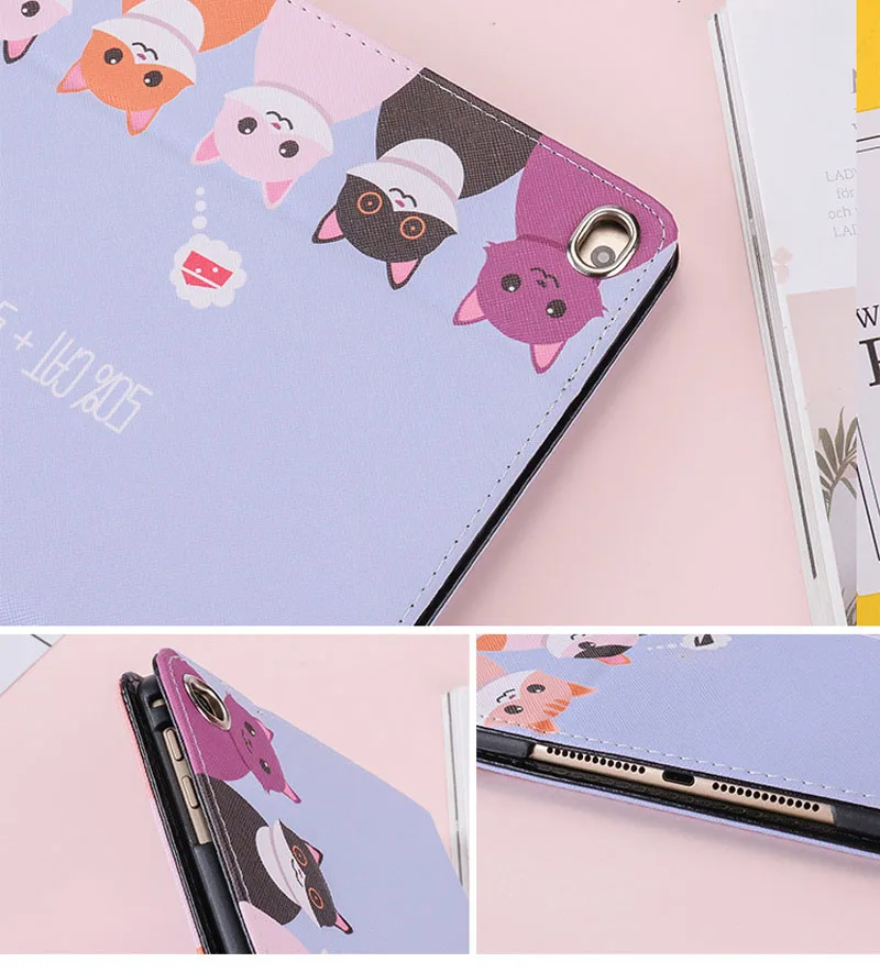 

Cartoon Cute cat Case For iPad Mini 3 2 1 PU Silicone Soft Back Tablet Cover For Apple iPad Mini 1 2 3 Flip smart stand Case