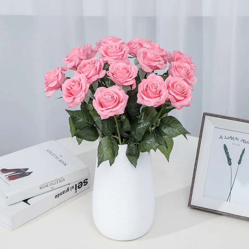 10 штук Свадебная вечеринка Шампань желтый белый шелк пластик Роза Отель Ресторан