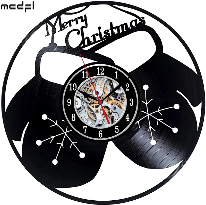 Виниловые настенные часы с рождественским дизайном для дома гостиной кухни