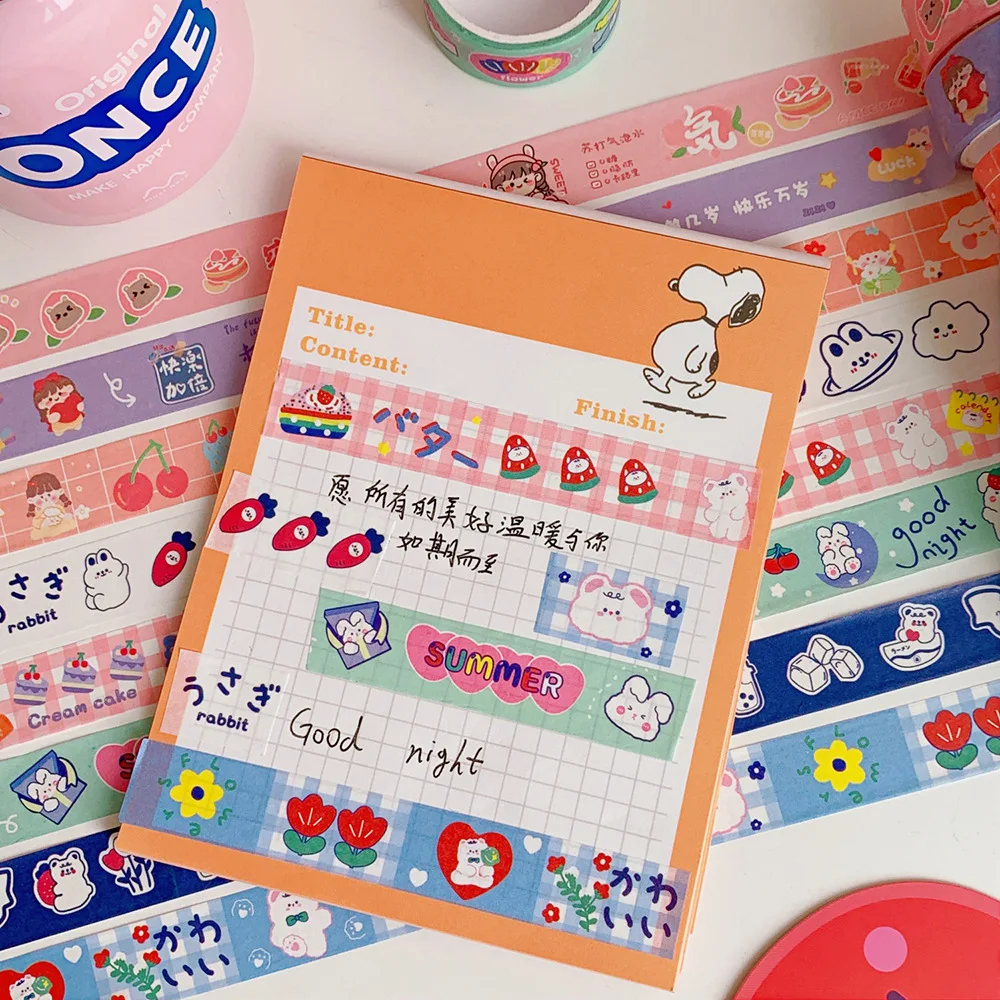 

Korean Version of Instagram with Cute Bear and Paper Tape Soft Cute Girl Bunny DIY Handmade Collage Material Stickers Fall Washi