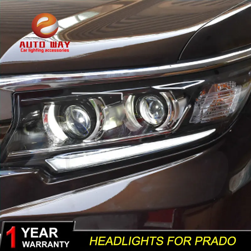 Чехол для стайлинга автомобиля Toyota PRADO 2018 фары СВЕТОДИОДНЫЙ DRL Объектив двойной