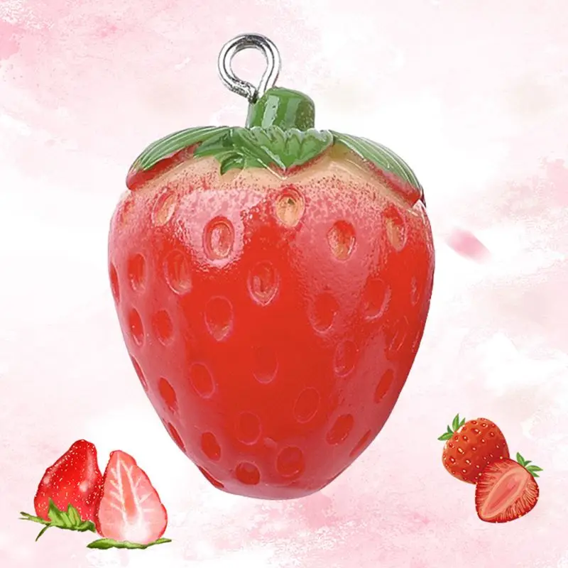 

10pcs Resin Imitation Strawberry Pendants DIY Handmade Earrings Keychain Hanging