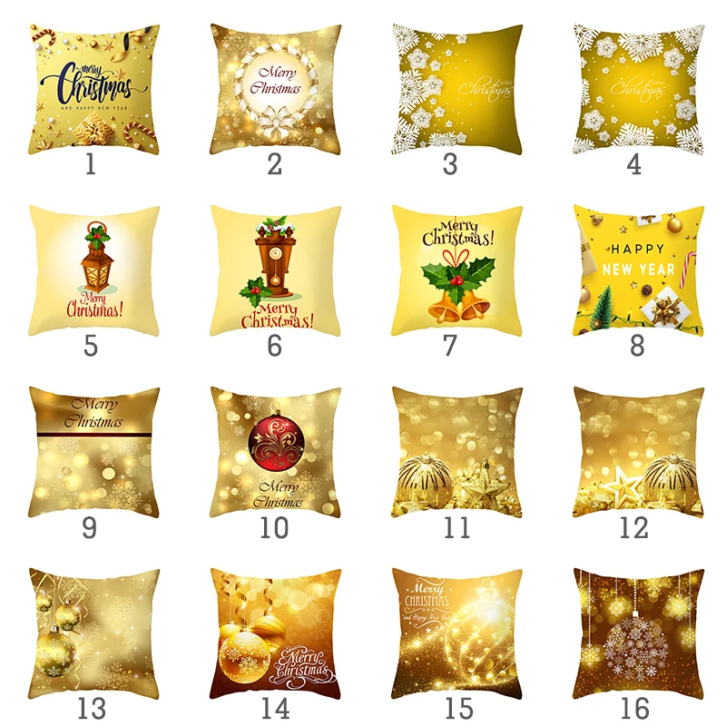 Веселая Рождественская Золотая наволочка из полиэстера Мягкая Наволочка