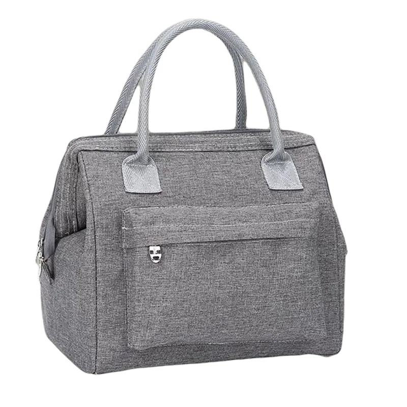 

Unisex Solid Color Lunch Bag Food Storage Waterproof Zipper Insulation Bag Outdoor Fresh-keeping Pack Lunchbox