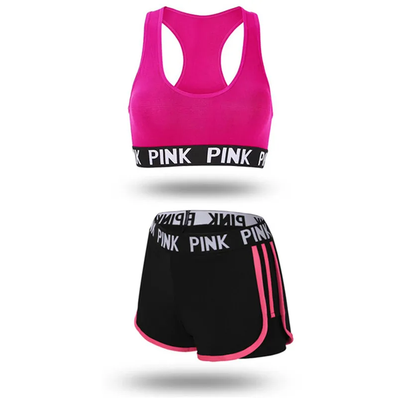 Женский спортивный костюм из двух предметов Розовая Майка с принтом на лето и