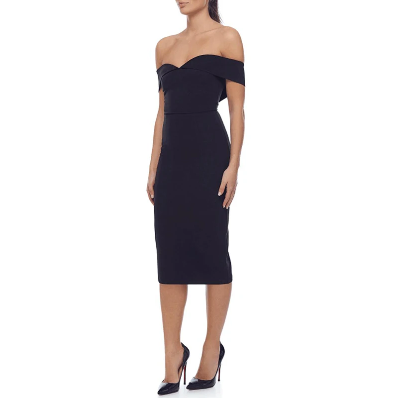 INDRESSME 2020 New Sexy Off Shoulder Women Bandage Dress Backless Knee-Length Fashion Bodycon Party | Женская одежда