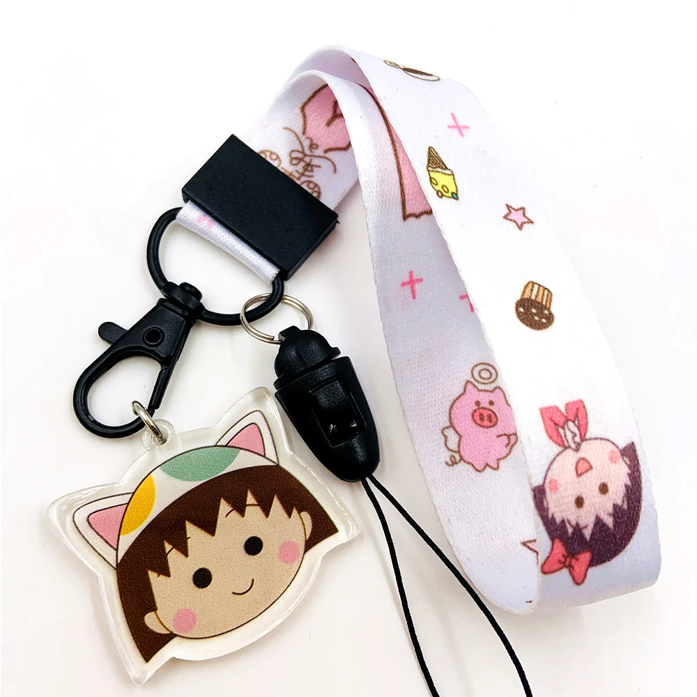Chibi Maruko-chan Anime Kawaii Cool Cute Lanyard for Key Chains ID Card Badge Holder Keychain Phone Straps Hang Rope Keyring Rib | Мобильные