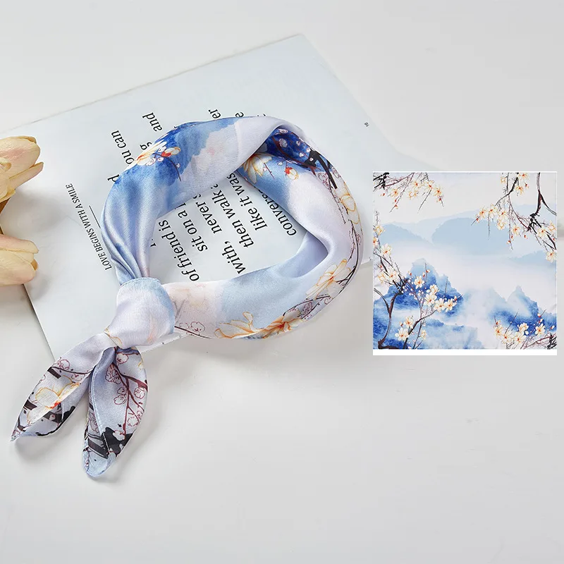 

Silk Scarf Women Shawls Wraps Fashion Small Hair Neck Hijabs Foulard Scarves Female Lady bufanda seda mujer echarpe ete soie