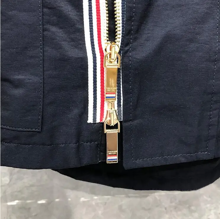 

TB THOM BULUO Brand Jacket Men Zipper Cardigans Clothing Spring Autumn Hooded Striped Loose Casual Coat With Nood 2021 New