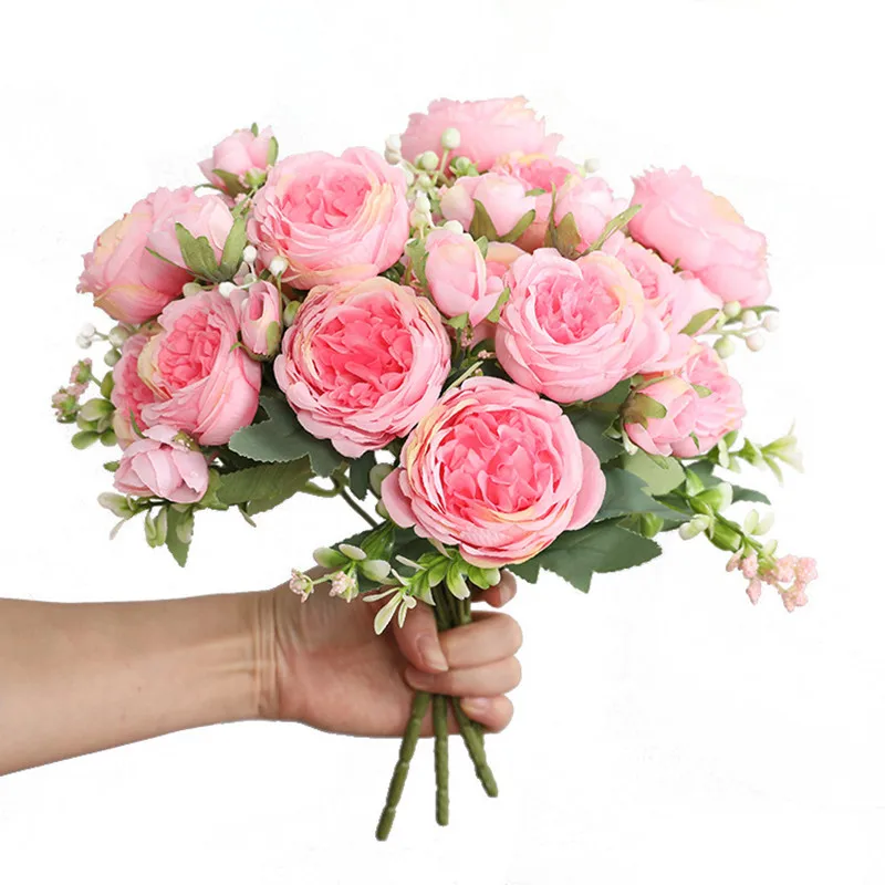 

The Bouquet Of Roses 30CM Home Decor Flores Artificiales Wedding Decoration Artificial Flowers Sztuczne Kwiaty Decorativas Fake