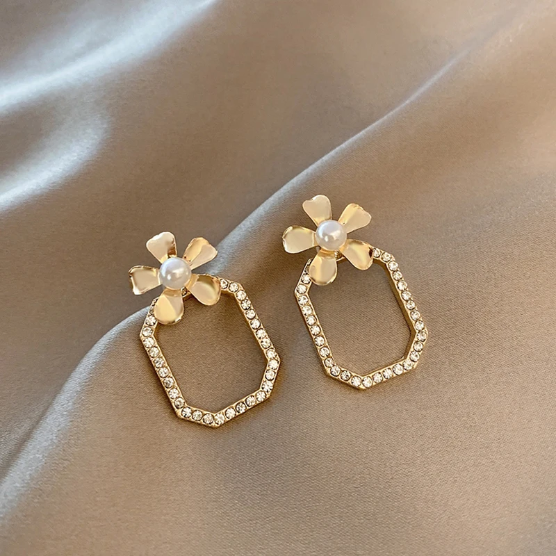 Серьги подвески женские с цирконом висячие украшения для ушей в Корейском стиле