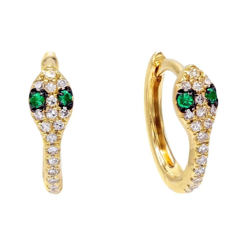 

Original Brand Elegant Aros Mujer Oreja 18k Gold CZ Snake Small Hoop Earring Silver 925