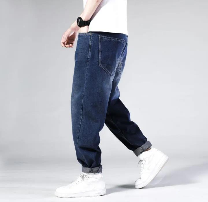 Для мужчин джинсы в стиле хип хоп размера плюс 46 скейтборд брюки свободные для