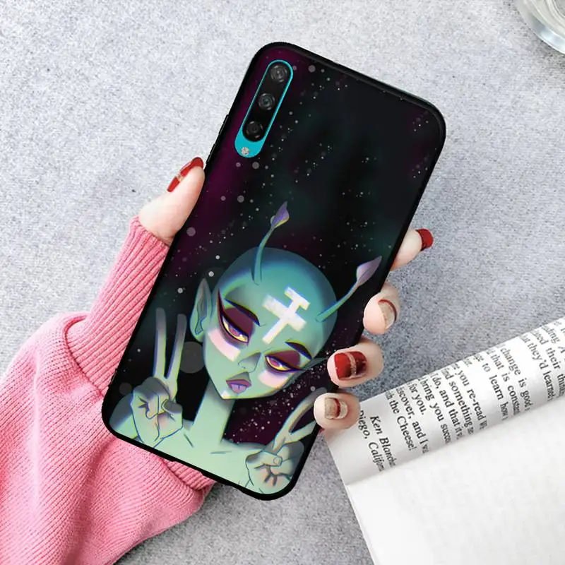 

LJHYDFCNB Aesthetics Cartoon Alien Space Phone Case For Huawei P20 30 40 Pro Mate 30 40 Pro Xs Rs Nova 7se Pro Honor 10