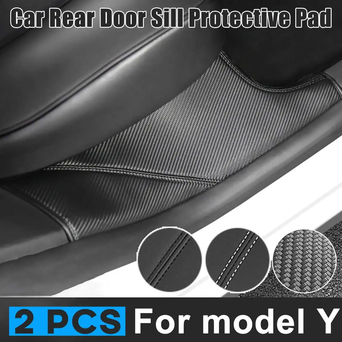 

2021 New Car Rear Door Sill Pad For Tesla Model Y Rear Door Sill Leather Protective Anti Kick Pad Hidden protection 2PCS/set