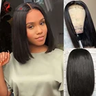 Короткие парики боб, прямые парики из человеческих волос на сетке для женщин, предварительно выпрямленные Детские волосы, 13x5x2 T часть, парик Боб, волосы без повреждений