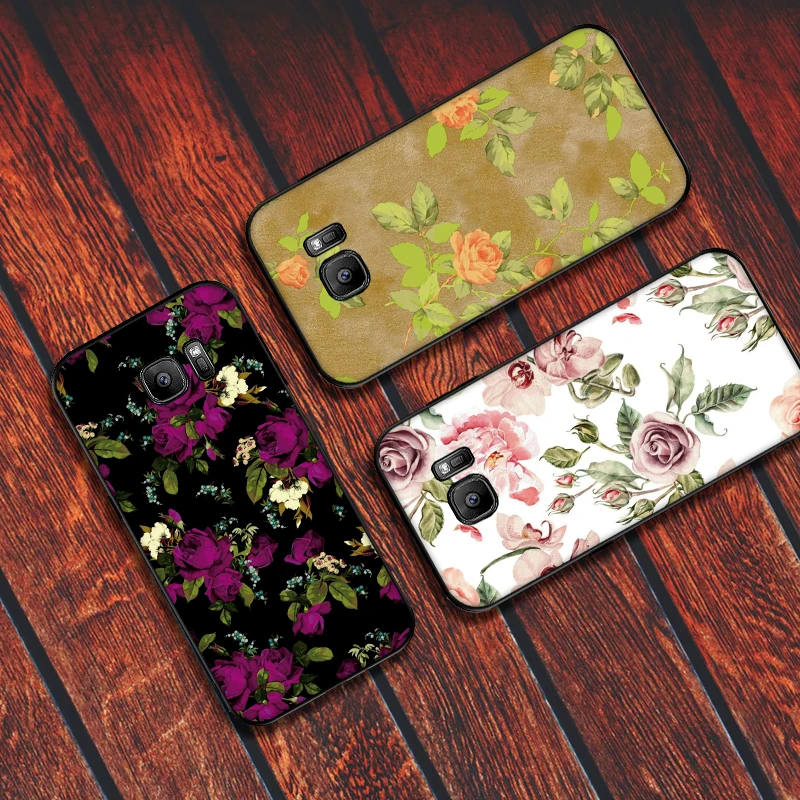 Цветы в стиле Ретро мягкий силиконовый чехол для телефона samsung A3 4 5 6 Plus 7 8 910 20 30 40 50