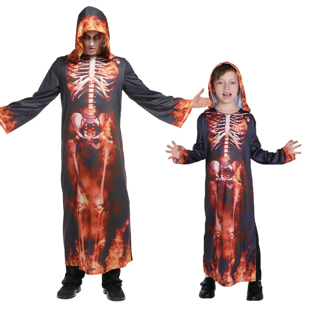 Umorden костюм для взрослых детей подземный мир ад огонь дьявол ужас скелет халата