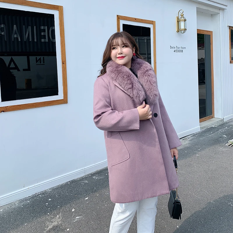 Толстые пальто женщин 2019 новое шерстяное натуральным лисьим мехом меховой