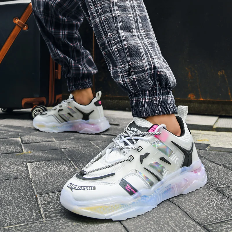 

Reflection Shine Dorky Dad Shoes 2021 Summer Comfort Clunky Sneaker Light Running Shoe for Men Casual Tennis Wear-resisting