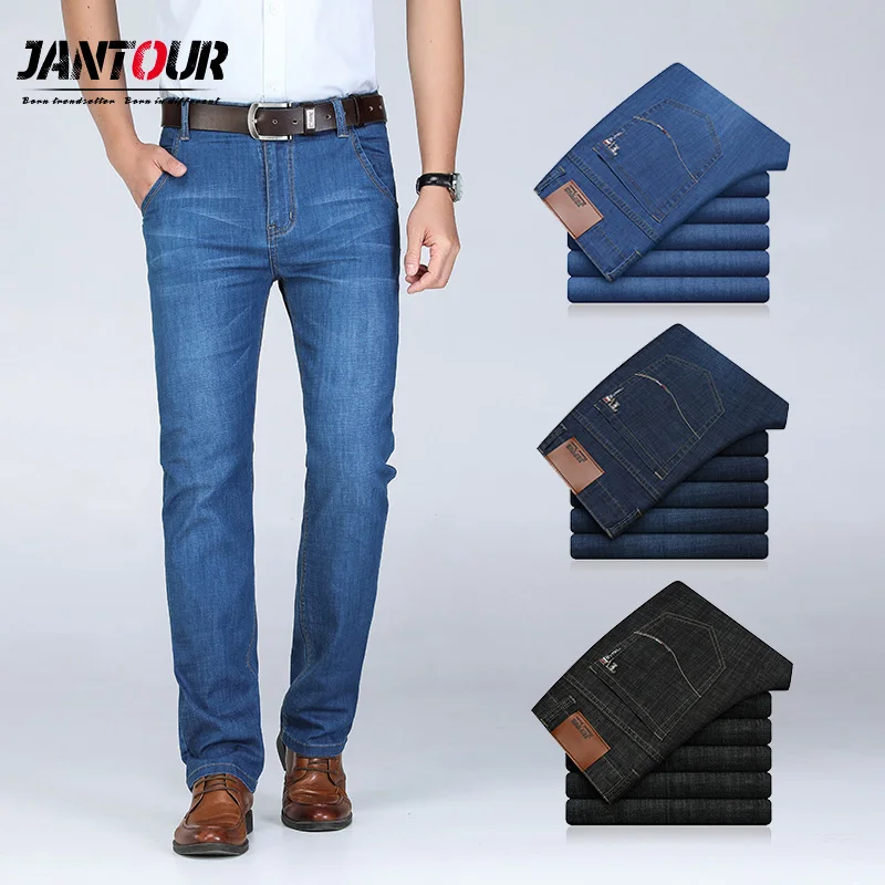 Мужские джинсы деловые повседневные Стрейчевые прямые мужские