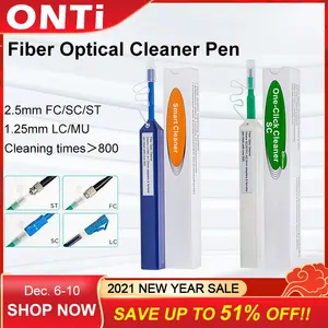 onti 2pcs one click cleaner optical fiber cleaner pen cleans 2 5mm sc fc st and 1 25mm lc mu connector over 800 times free global shipping