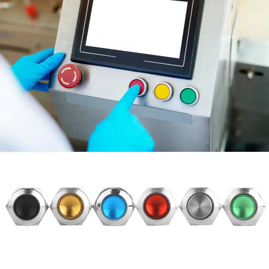 6 шт. металлический кнопочный переключатель 2 контакта IP67 12 мм|Выключатели| |