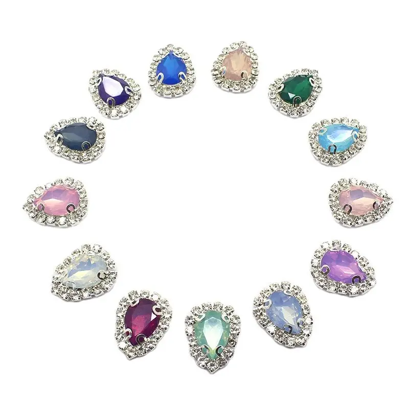 

10Pcs 20*16MM Water Drop Rhinestone Resin Handmade DIY Buttons Needlework for Clothing Wedding Party Bow Decortion Accessories