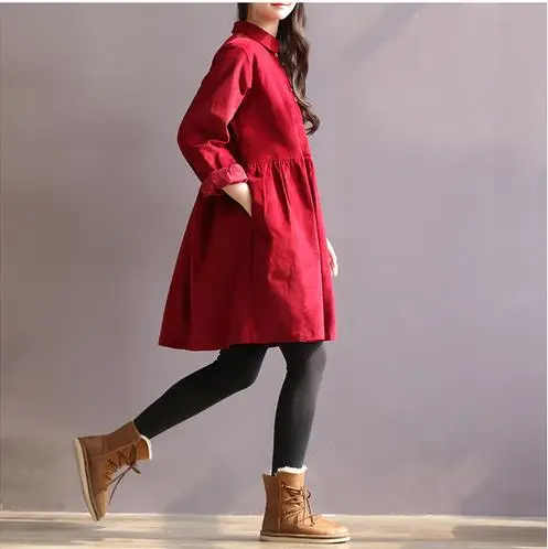 Модное вельветовое женское платье с воротником Питер Пэн трапециевидной формы в